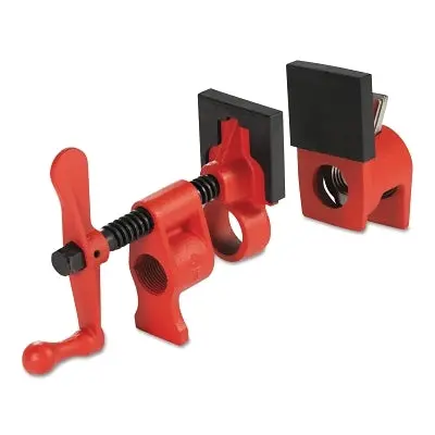 Pipe Clamp, Lever Handle, 1-3/4 In Throat Depth, 3/4 In Opening, 2 In Jaw Width 1