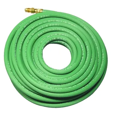 Grade R Single-Line Welding Hose, 1/2 In, 50 Ft, Cc Fittings, Oxygen, Green 1