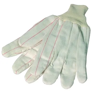 Cotton/Polyester Corded Double-Palm With Nap-In Finish Gloves, Knit Wrist, Natural, Large 1