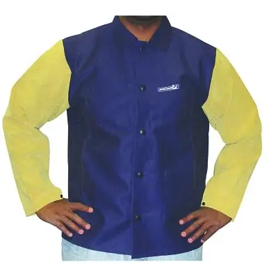 Leather/Fr Sateen Combo Jacket, 2X-Large, Blue/Tan 1