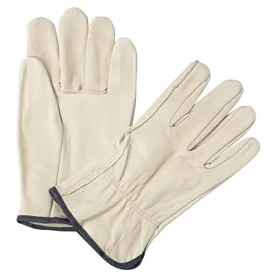 Quality Grain Cowhide Leather Driver Gloves, X-Large, Unlined, Natural, Shirred Elastic Back 1
