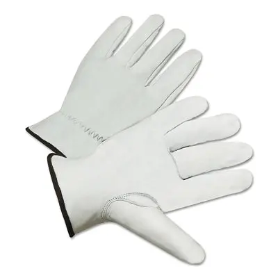 Premium Grain Goatskin Driver Gloves, Large, Unlined, White 1
