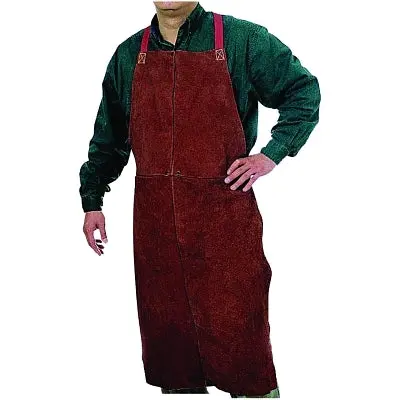 Premium Side Split Cowhide Leather Bib Apron, 24 In W, 42 In L, Lava Brown 1