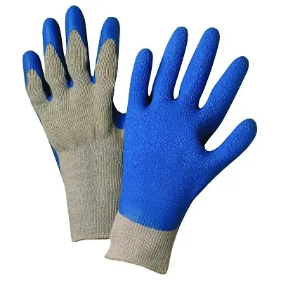 Latex Coated Gloves, Large, Blue/Gray 1