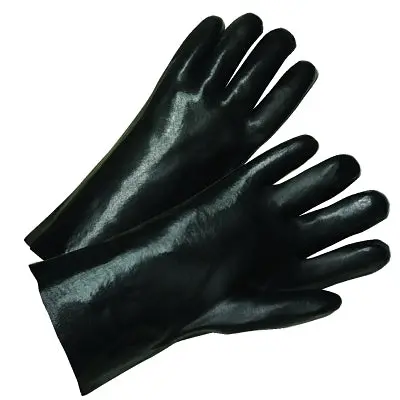 Pvc Coated Gloves, Standard Smooth Grip, Cotton-Knit Interlock Lining, 12 In, Large, Black 1