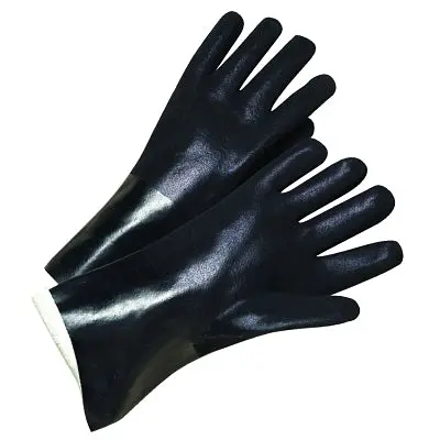 Pvc-Coated Jersey-Lined Gloves, Rough Grip, 12 In, Large, Black 1
