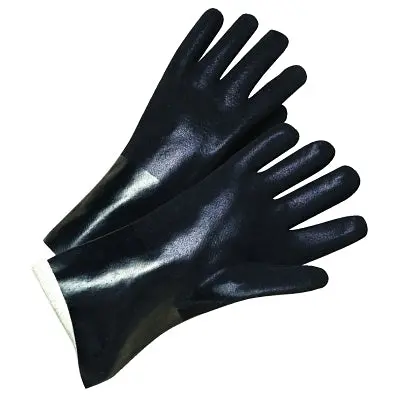 Pvc-Coated Jersey-Lined Glove, Sandpaper Grip, 14 In, Large, Black 1