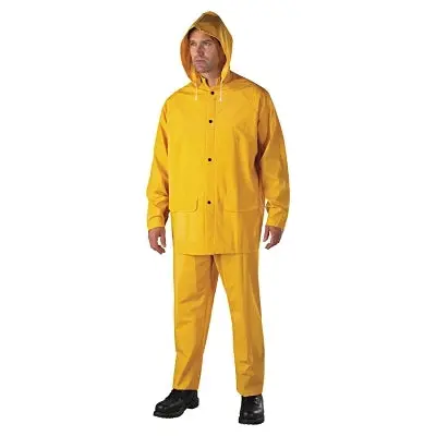 3-Pc Rainsuit, Jacket/Hood/Overalls, 0.35 Mm, Pvc Over Polyester, Yellow, 3X-Large 1