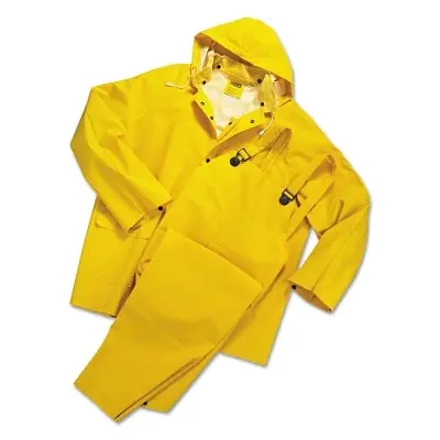 3-Pc Rainsuit, Jacket/Hood/Overalls, 0.35 Mm, Pvc Over Polyester, Yellow, 6X-Large 1
