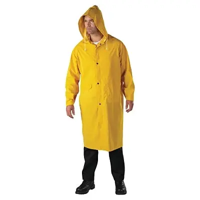 48 In Raincoat With Detachable Hood, 0.35 Mm, Pvc Over Polyester, Yellow, 2X-Large 1