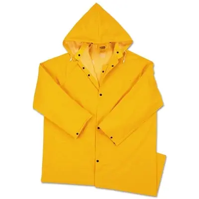 48 In Raincoat With Detachable Hood, 0.35 Mm, Pvc Over Polyester, Yellow, Large 1
