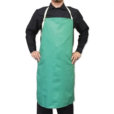 Flame-Retardant Cotton Sateen Bib Apron, 24 In W X 42 In L, Green 1