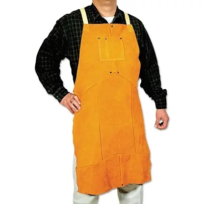 Select Split Cowhide Leather Bib Apron, 24 In W X 42 In L, Golden Brown 1