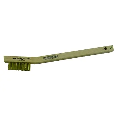 Utility Brush, 7-1/2 In L, 3 X7 Rows, Brass Bristles, Curved Wood Handle 1