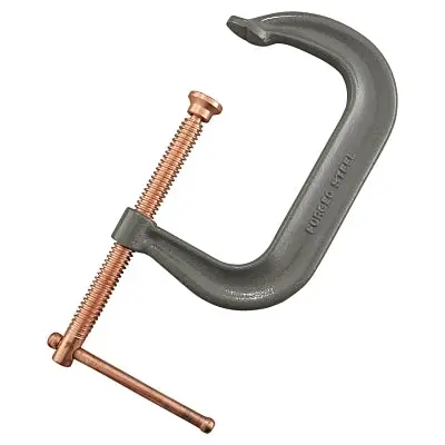 Drop Forged C-Clamp, Sliding Pin Handle, 4-1/8 In Throat Depth, 6 In L 1
