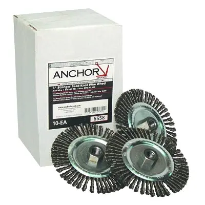 Stringer Bead Wheel Brush, 6 In D X 6 In W, 0.02 In Carbon Steel Wire 1