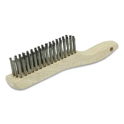 Hand Scratch Brush, 4 X 16 Rows, 0.012 In Stainless Steel Fill, Shoe Handle 1
