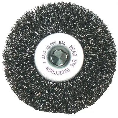Crimped Wheel Brush, 3 In D X 1/2 In W, 0.014 In, Stainless Steel 1