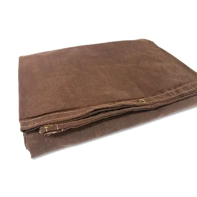 Protective Tarp, 10 Ft W X 12 Ft L, Mildew/Water Resistant, Canvas, Brown 1