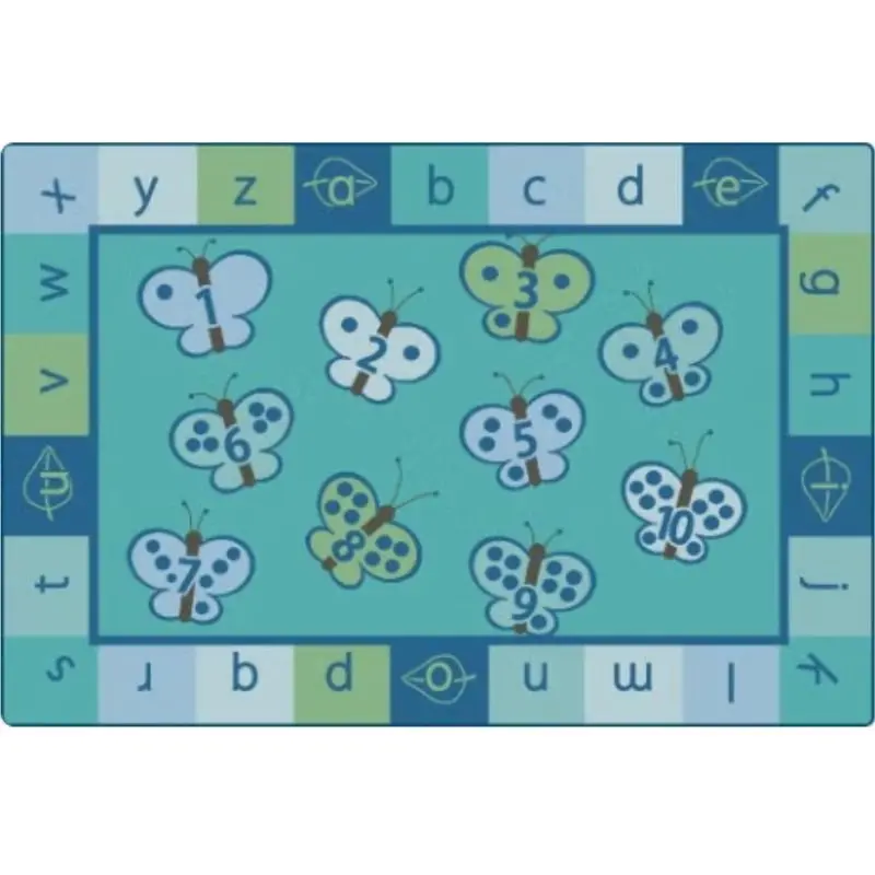 123 Abc Butterfly Tranquil Colors Classroom Rug 1