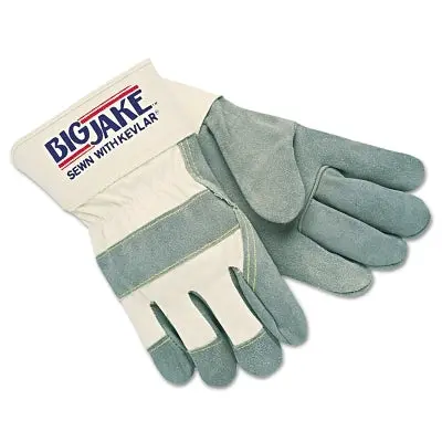 Big Jake Premium A+ Side Split Leather Work Gloves, 1700, Canvas/Jersey Lining, Single Palm, 2.75 In Cuff, Med 1
