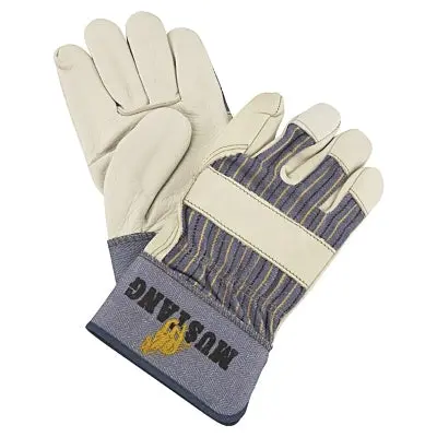 Mustang Leather Palm Gloves, Fleece Lining, Grain Cowhide, Large, Blue/Cream 1