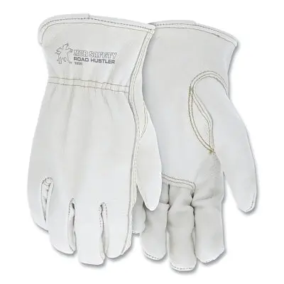 Road Hustler Premium Grade Cowhide Grain Leather Drivers Gloves, 3200, Unlined, X-Large, Keystone Thumb/Shirred Elastic Bk 1