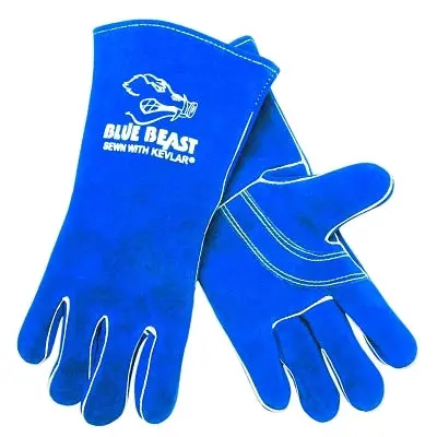 Blue Beast Select Side-Split Leather Welding Work Gloves, Xl, Blue, Gauntlet Cuff 1