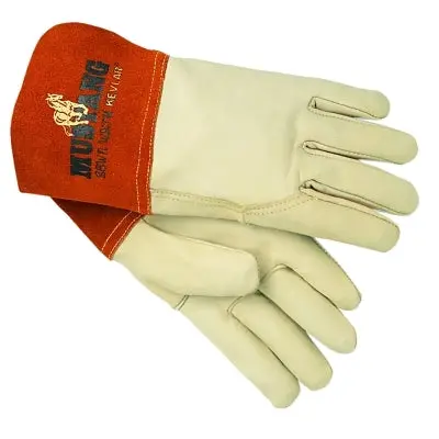 Mustang Premium Top Grain Cowskin Leather Welding Work Gloves, Large, Beige/Russet, Gauntlet Cuff 1