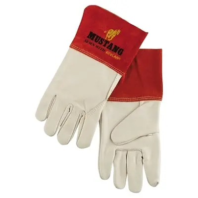 Mustang Premium Top Grain Cowskin Leather Welding Work Gloves, X-Large, Beige/Russet, Gauntlet Cuff 1