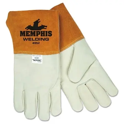 Grain Cow Mig/Tig Welders Gloves, Grain Cow Leather, Large, Russet/Cream 1
