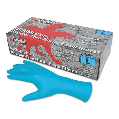 Nitrimed Disposable Gloves, Powder Free, Textured, 6 Mil, Medium, Blue 1