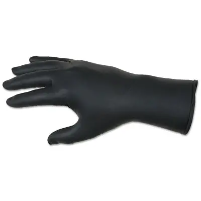 Nitrile Disposable Gloves, Nitrishield Stealth Xtra, Rolled Cuff, Unlined, X-Large, Black, 6 Mil Thick 1