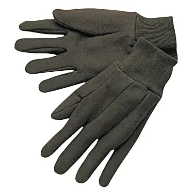 Cotton Jersey Gloves, Large, Brown 1