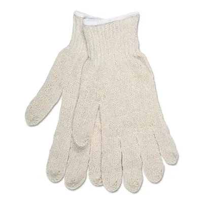Multipurpose String Knit Gloves, Large, Knit Wrist, Regular Weight, Natural 1