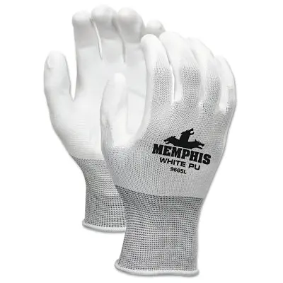 Nxg Pu Coated Work Gloves, 9665, Large, White/Gray 1
