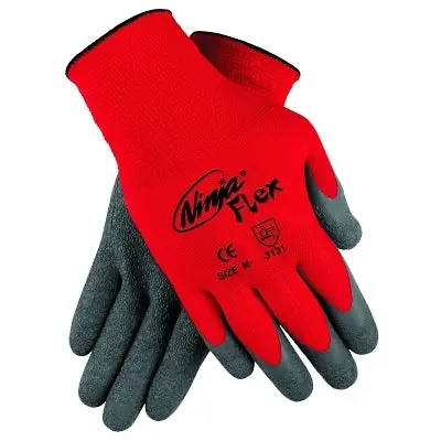 Ninja Flex N9680 15-Ga Nylon Rubber-Latex Coated Gloves, Large, Gray/Red 1