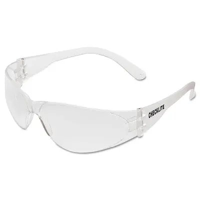 Checklite Cl1 Frameless Safety Glasses, Polycarbonate Clear Lens, Duramass, Clear Polycarbonate Temples 1