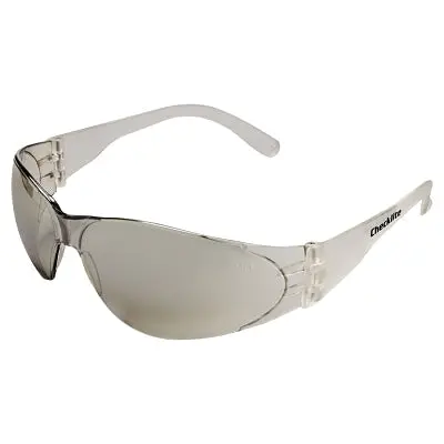 Checklite Cl1 Frameless Safety Glasses, Polycarbonate I/O Clear Mirror Lens, Duramass, Clear Polycarbonate Temples 1