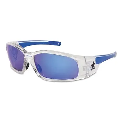 Swagger Safety Glasses, Blue Diamond Mirror Lens, Duramass Hc, Clear Frame 1