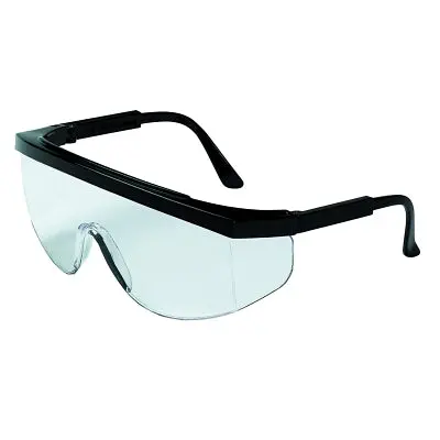 Tk1 Series Safety Glasses, Clear Lens, Scratch-Resistant, Black Frame, Nylon 1