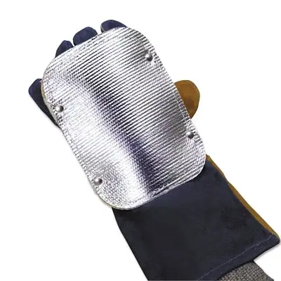 Back Hand Pad, Single Layer, 7 In L, Elastic/High-Temp Kevlar® Strap Closure, Silver 1