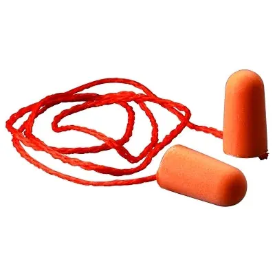 Foam Earplug, Foam, Bright Orange, Corded Tapered 1
