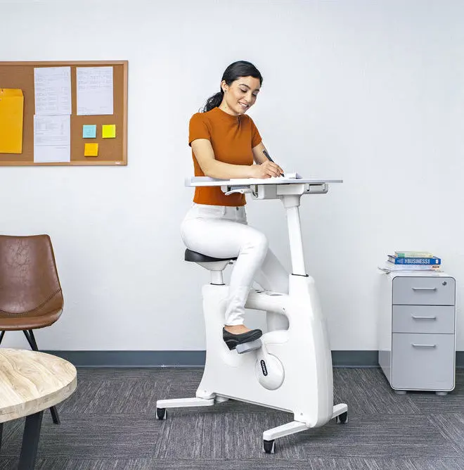 Home Office All-In-One V9 Desk Exercise Bike, Height Adjustable Cycle - White 1