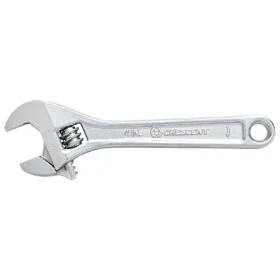 Adjustable Chrome Wrench, 8 In Oal, 1-1/8 In Opening, Chrome Plated 1