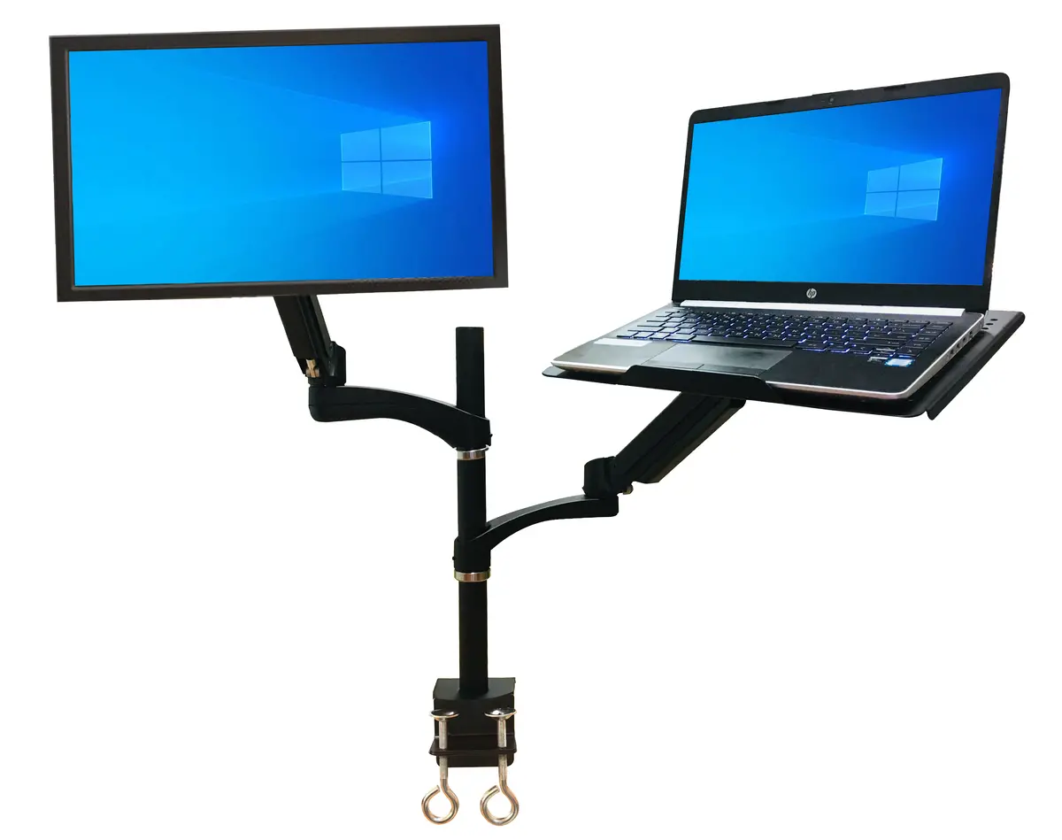 Rife Dual Arm Monitor & Laptop Mount - Heitgh And Angle Adjustment, 18" Pole (Na-G Dc) 2
