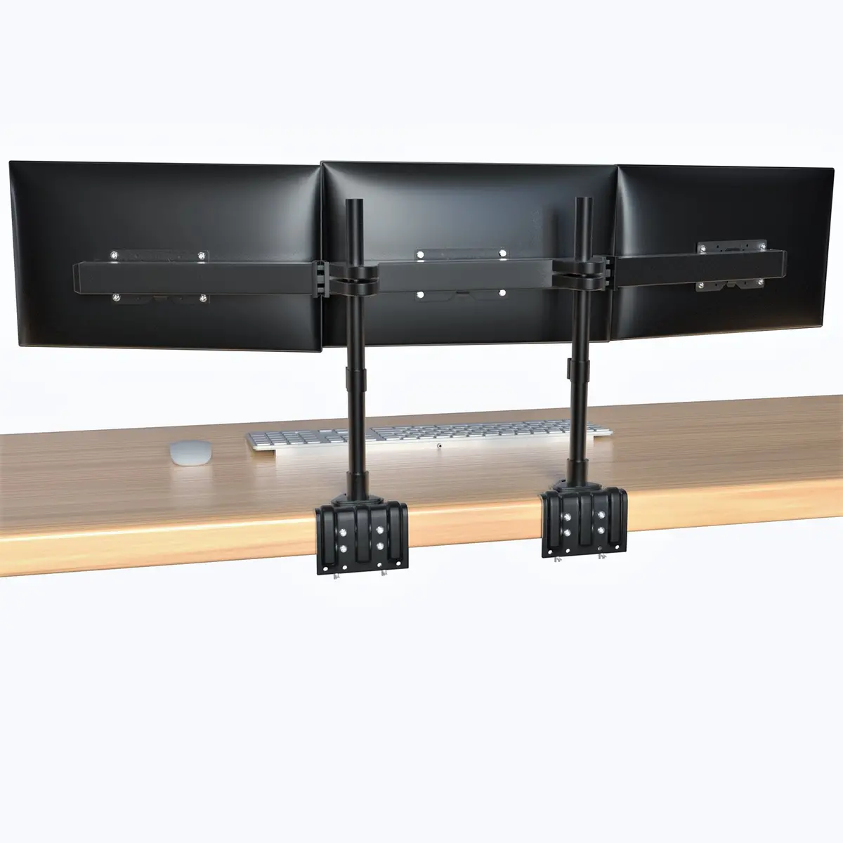 Triple Led Lcd Monitor Stand Clamp Desk Mount For Support Up To 32" Monitors, 29 Inch Pole Heavy Duty Fully Adjustable Stand, Black (2003Msct) 1