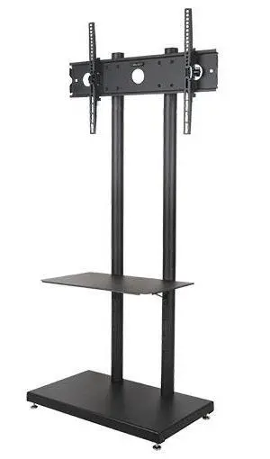 Sleek Metal Floor Stand, Adjustable Shelf For 32-65 Inch Flat Screen Lcd, Led Oled Tvs, Perfect For Corner & Bedroom, Loading 132 Lbs, Black (H64) 1