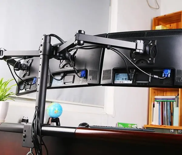 Triple Lcd Monitor Desk Mount Fully Adjustable Horizontal Stand Fits 3 Screens Up To 27 Inch, 22 Lbs. Weight Capacity Per Arm, Black (3Ms-Ctb) 1