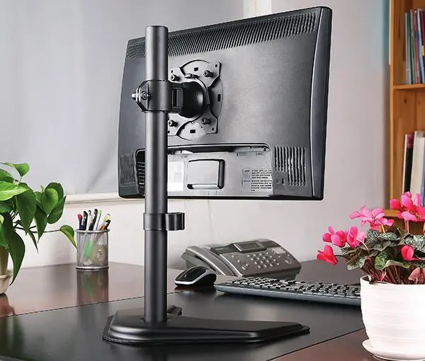 Single Lcd Computer Monitor Free-Standing Desk Stand Adjustable Tilt | Holds 1 Screen Up To 27" Ef001 1